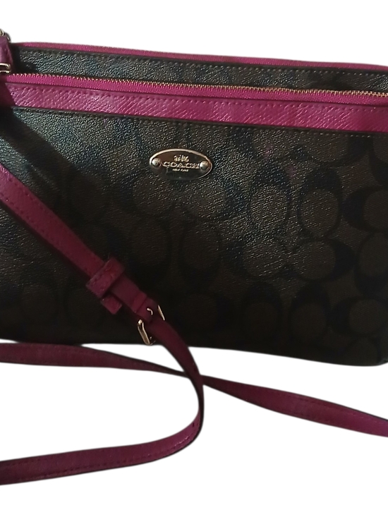 Coach Handbags - Coach Signature Crossbody Bag in Black with Pink Trim
